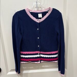 Gymboree Navy Cardigan with Pink Trim